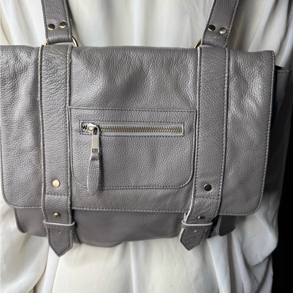 VereVerto Gray Leather Convertible Backpack Purse - Picture 1 of 11
